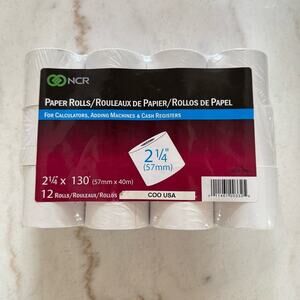 NCR 2 1/4" x 130" white paper 12 rolls cash registers calculators adding machine